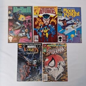 Marvel Vtg Comic Book Lot Of 5 Spiderman Punisher Knights Sketchbook